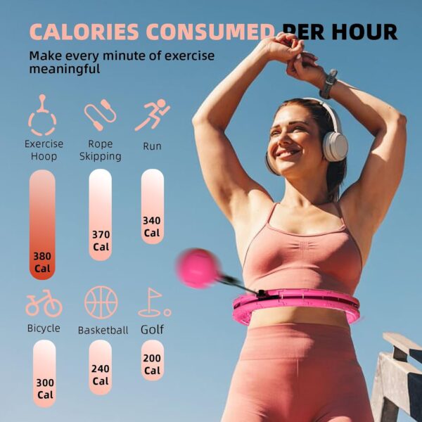 Weighted Hula Infinity Fitness Hoop for Adult Weight Loss, 2 in 1 Smart Fitness Workout Hula Circle Hoops with 28 Detachable Knots, Exercise Fit Hoop Suitable for Women and Beginners - Image 3