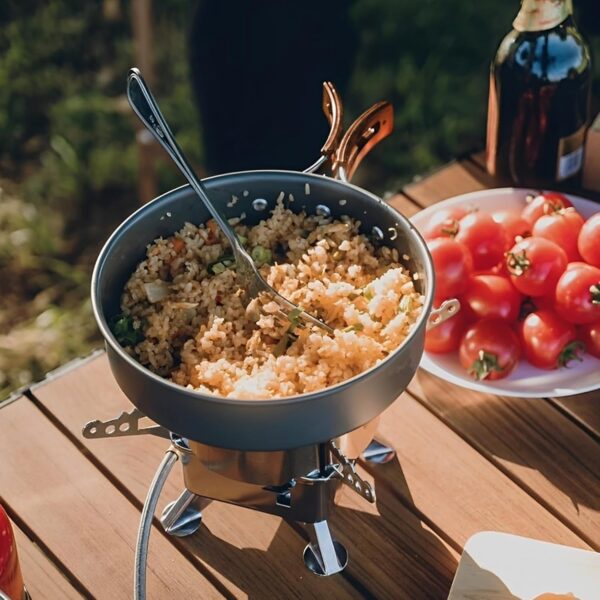 7Pcs Camping Pan Set - Backpack Cookware Pot and Pans Set, Survival Cooking Kit for Hiking, Picnic - Image 5