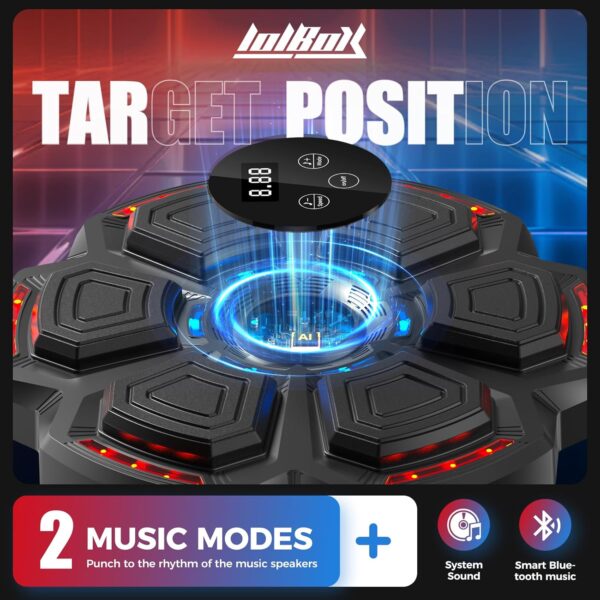 Music Boxing Machine for Adults,Bluetooth Smart Boxing Training Machine,Wall Target Punching Workout for Kids,Reflex Training Suitable for Home,Office,Gym,Fun Fitness Equipment - Image 4