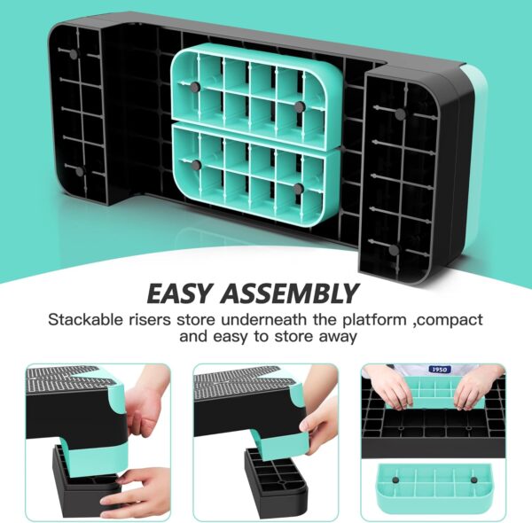 Aerobic Exercise Step, Adjustable Aerobic Stepper for Exercise, Workout Step Platform for Step Up, 26.5" Step Deck with 4” 6” 8” Adjustable Height Risers, Women Home Gym Cardio Fitness - Image 6