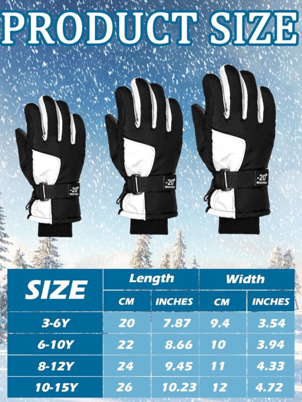 Bencailor 6 Pairs Winter Gloves for Kids Waterproof Boys Snow Ski Gloves Girls Warm Windproof Mittens for Children Outdoor - Image 3