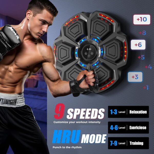 Music Boxing Machine for Adults,Bluetooth Smart Boxing Training Machine,Wall Target Punching Workout for Kids,Reflex Training Suitable for Home,Office,Gym,Fun Fitness Equipment - Image 3