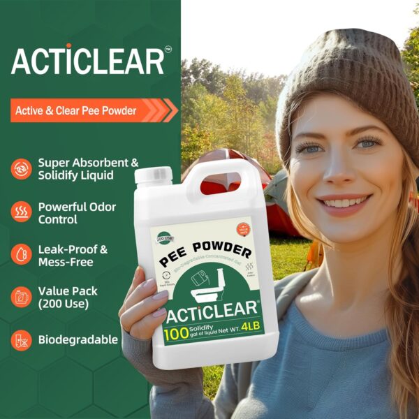 Pee Powder Gel -4lb Rapid 60-Second Absorption & Odor Neutralizer for Portable Toilets, Camping, and Outdoor Essentials - Image 2