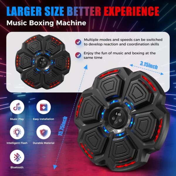 Music Boxing Machine for Adults,Bluetooth Smart Boxing Training Machine,Wall Target Punching Workout for Kids,Reflex Training Suitable for Home,Office,Gym,Fun Fitness Equipment - Image 6