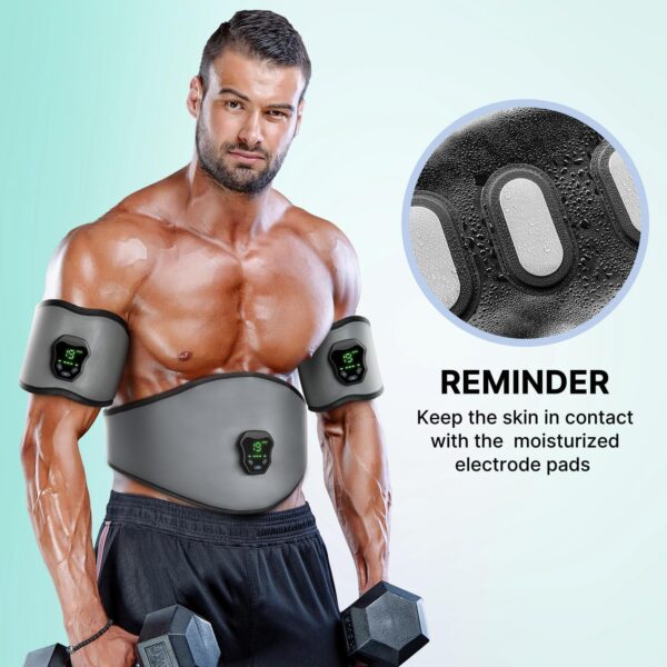 NEWPINE Fitness Belt, Powered Muscle Stimulator for Home Use, for Muscle Conditioning Grey - Image 4