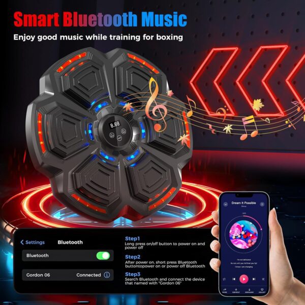 Music Boxing Machine for Adults,Bluetooth Smart Boxing Training Machine,Wall Target Punching Workout for Kids,Reflex Training Suitable for Home,Office,Gym,Fun Fitness Equipment - Image 2
