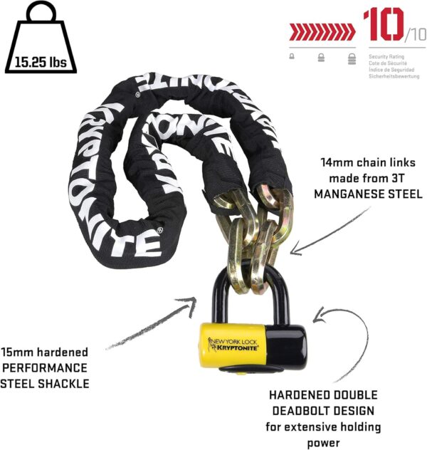 Kryptonite New York Fahgettaboudit Chain 1415 & New York Disc Lock - Image 3