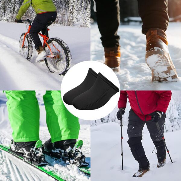 2 Pairs 3mm Neoprene Toe Warmers Black Feet Warmer Toe Covers Thermal Foot Toe Caps for Winter Sports Outdoor - Image 6