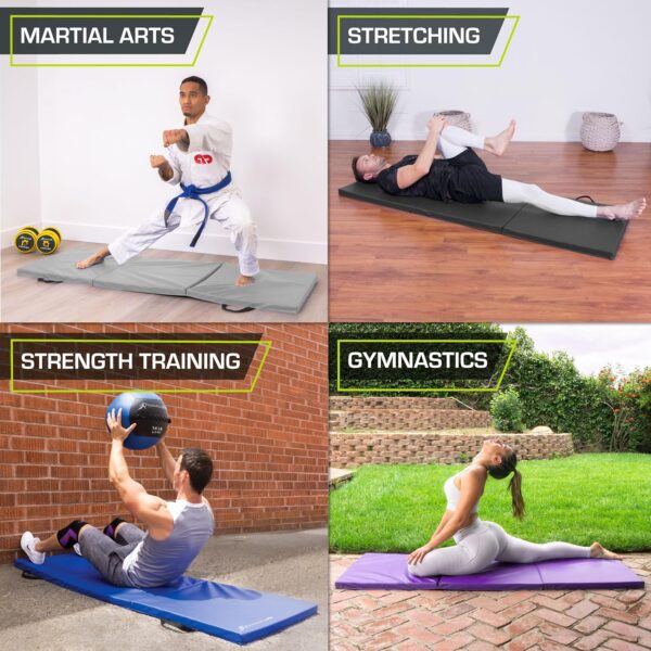 ProsourceFit Tri-Fold Folding Thick Exercise Mat 6'x2' with Carrying Handles for MMA, Gymnastics, Stretching, Core Workouts - Image 6
