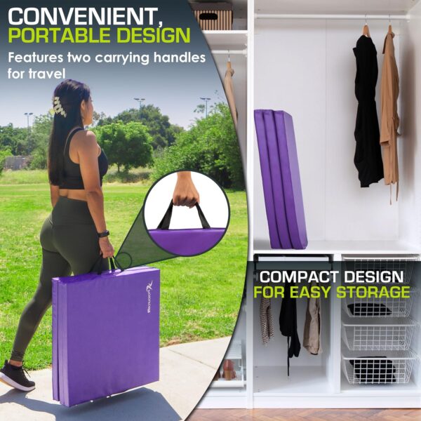 ProsourceFit Tri-Fold Folding Thick Exercise Mat 6'x2' with Carrying Handles for MMA, Gymnastics, Stretching, Core Workouts - Image 5