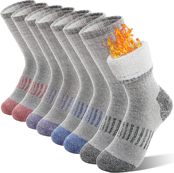 Sandsuced Kids Merino Wool Hiking Socks Girls Boys Toddler Winter Thermal Warm Cozy Boot Thick Cushion Socks 4 Pairs