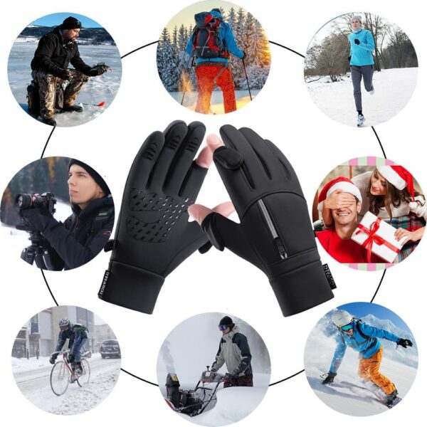weiatas Winter Fingerless Gloves for Men Women Touch Screen, Cold Weather Thermal Sport Gloves for Fishing Running Cycling Driving Hiking, Warm Windproof Work Gloves - Image 6