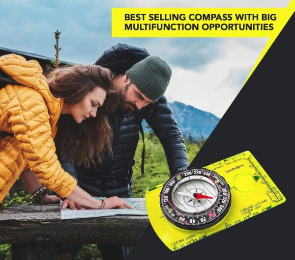 TurnOnSport Orienteering Compass - Advanced Scout Compass for Hiking, Camping, and Backpacking - Best Survival Gifts for Kids - Image 6