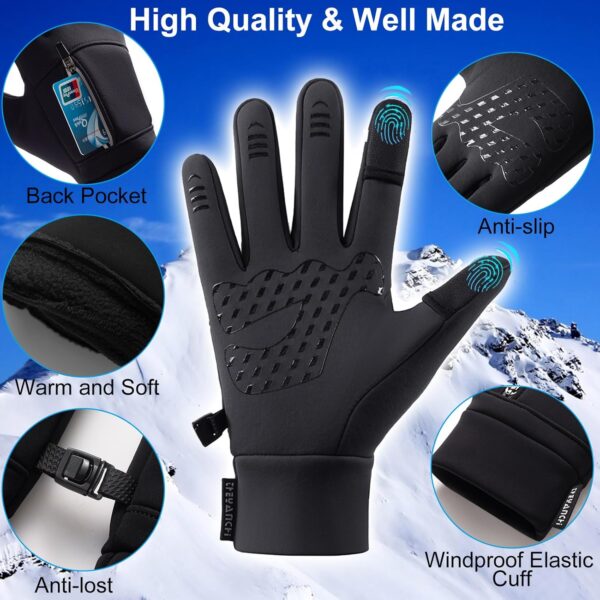 weiatas Winter Fingerless Gloves for Men Women Touch Screen, Cold Weather Thermal Sport Gloves for Fishing Running Cycling Driving Hiking, Warm Windproof Work Gloves - Image 2