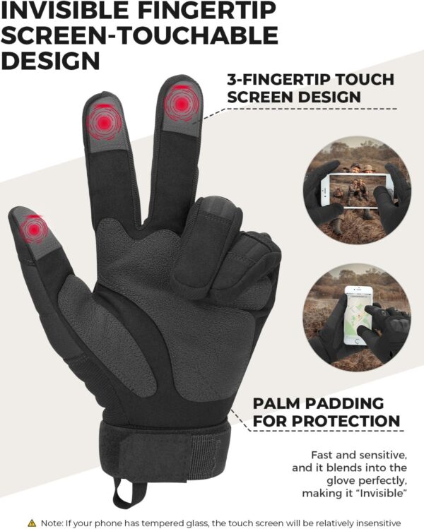 KEMIMOTO Tactical Gloves for Men, Touchscreen Motorcycle Gloves with Hard Shell & Palm Padding for Sports Motorcycle Cycling Tactical Airsoft Paintball Hunting Hiking Camping Climbing - Image 3