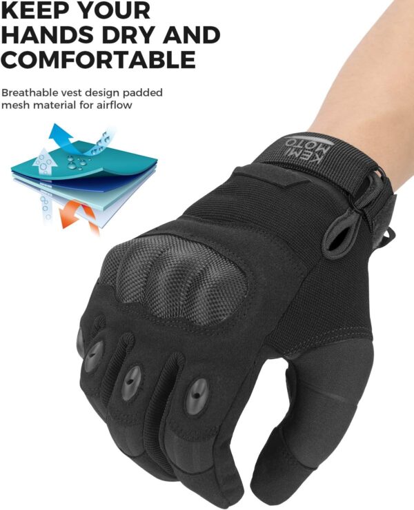 KEMIMOTO Tactical Gloves for Men, Touchscreen Motorcycle Gloves with Hard Shell & Palm Padding for Sports Motorcycle Cycling Tactical Airsoft Paintball Hunting Hiking Camping Climbing - Image 4