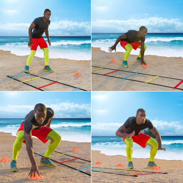Agility Ladder Speed Training Equipment, 9 Rung 13FT Sports Agility Ladders Set Workout Ladder with 10 Disc Cones for Soccer, Speed, Football Fitness Feet Training - Image 7