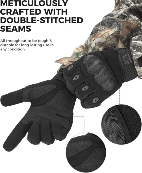 KEMIMOTO Tactical Gloves for Men, Touchscreen Motorcycle Gloves with Hard Shell & Palm Padding for Sports Motorcycle Cycling Tactical Airsoft Paintball Hunting Hiking Camping Climbing - Image 6