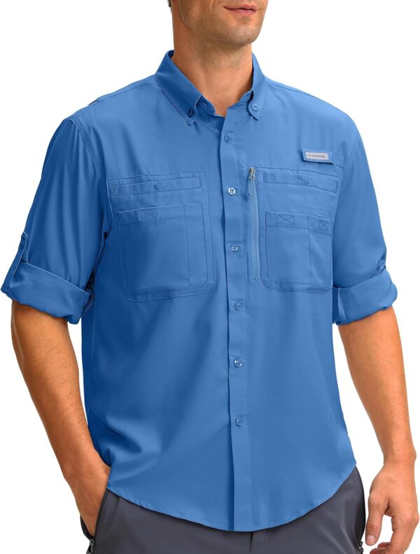 Men's Long Sleeve Sun Protection Fishing Shirt with Zipper Pockets UPF 50+ Lightweight Cool Sun Shirts for Men Hiking Outdoor