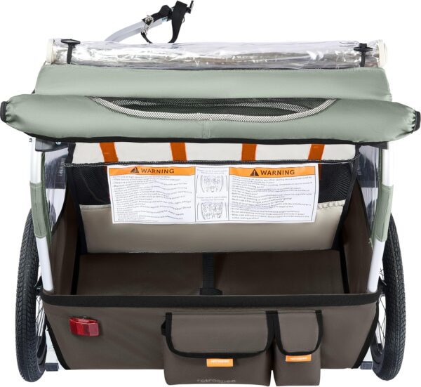 Retrospec Rover Plus Foldable Bike Trailer for Kids, Single/Double Passenger Child Bike Trailer with 5-Point Safety Harness, Reflective, Weather-Resistant Fabric and Safety Flag - Supports 40-80 lbs - Image 4